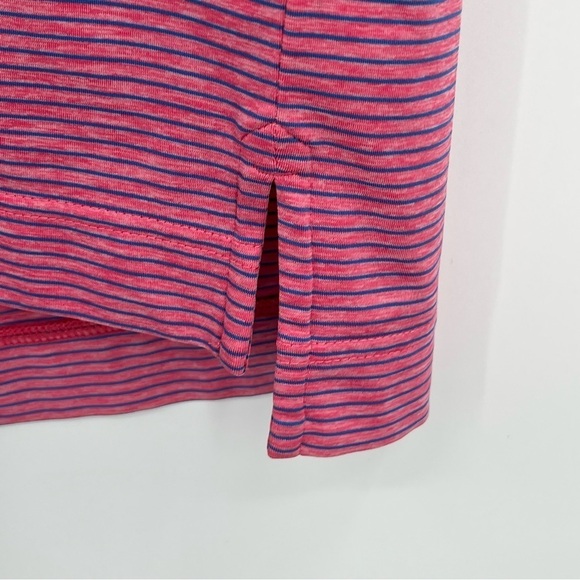 Foot Joy Pink Purple Striped Athletic Golf Polo Shoulder Logo - Picture 6 of 11